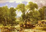 Thomas Sidney Cooper Canvas Paintings - A Wooded Ford